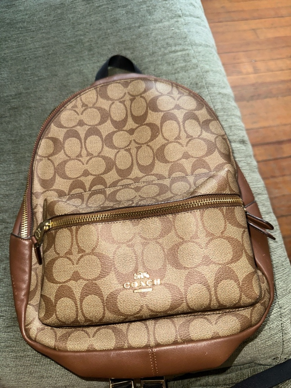Coach Tan and Brown Signature Canvas Mini Backpack